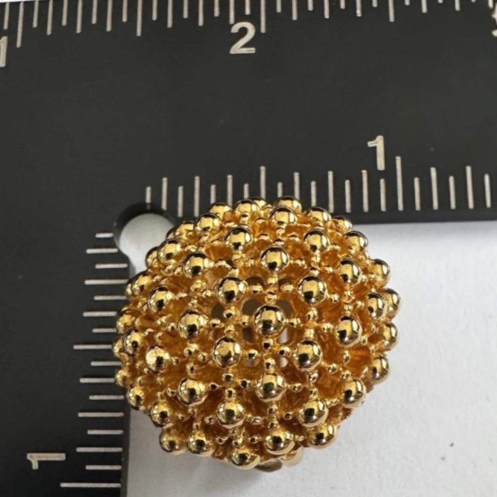 CINER Gold Dome Clip Earrings Beaded Etruscan Vintage Statement Designer - Picture 5 of 8